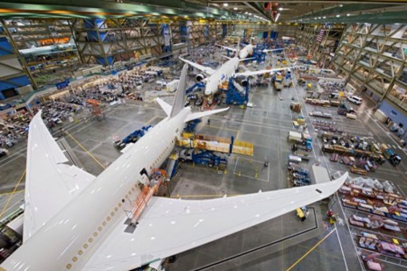 Aviones Boeing 787 en línea de montaje