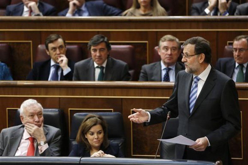 El presidente del Gobierno, Mariano Rajoy, durante su intervención en el debate sobre el estado de la nación celebrado en el Congreso de los Diputados.