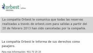 Orizonia cancela todas las reservas de Orbest realizadas a través de su web