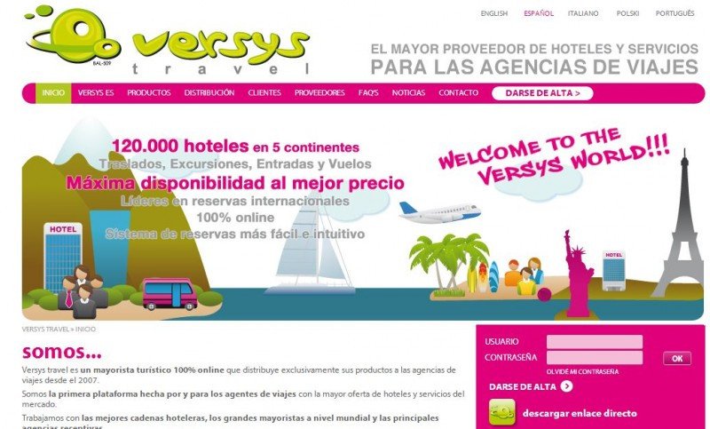 Web de Versys Travel.