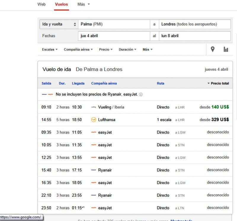 Google lanza en España su buscador de vuelos Google Flight Search