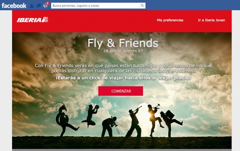 Iberia lanza un buscador social de vuelos y ocio en Facebook