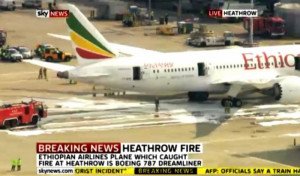 Un incendio en un avión de Ethiopian Airlines obliga al cierre de las pistas de Heathrow