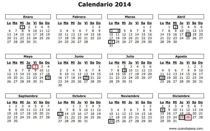 Calendario 2014. 