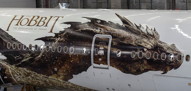 Avión de Air Newzealand con el dragón de la película 'El Hobbit'.