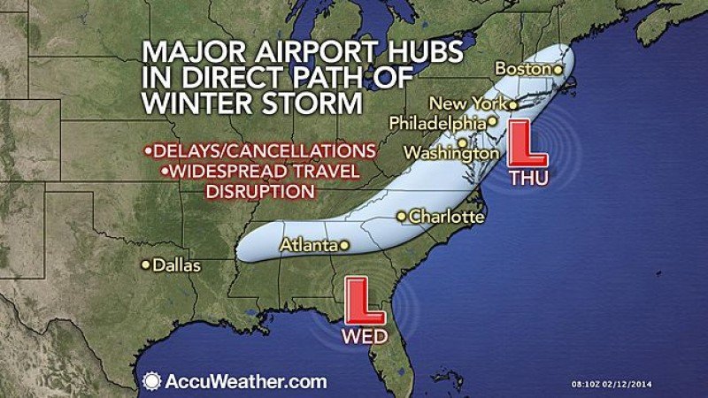 Aeropuertos afectados por la tormenta Pax. Fuente: AccuWeather