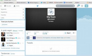 Skyteam tiene una cuenta de Twitter inactiva con 5.480 seguidores