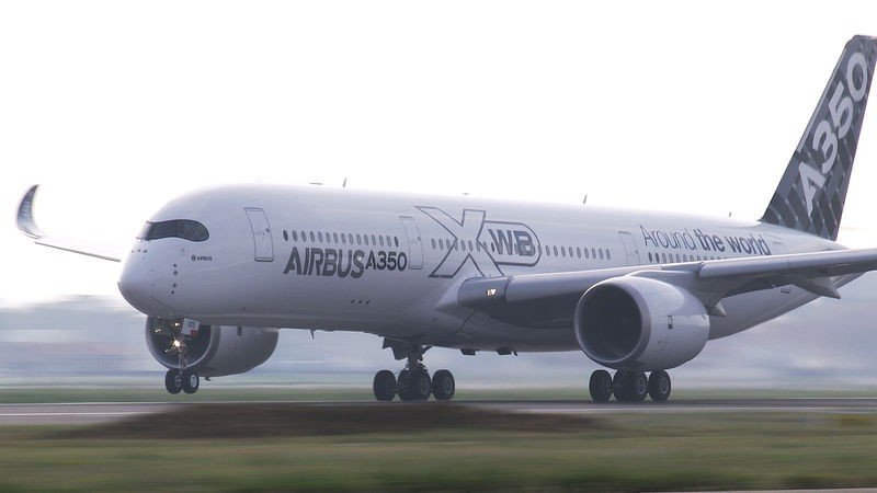 El nuevo avión de pasajeros A350. Foto: Airbus.