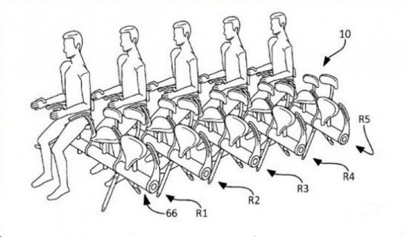 El modelo de asiento-sillín patentado por Airbus.