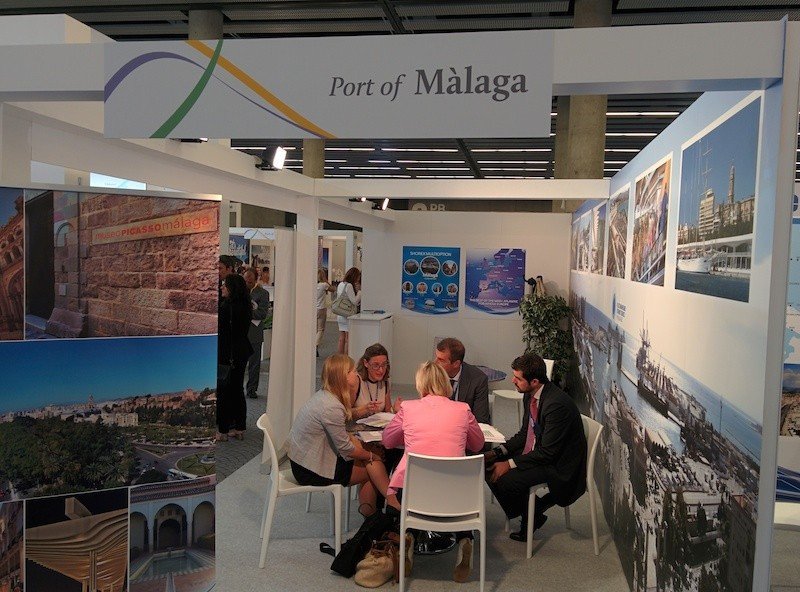 El estand de Málaga en el congreso Seatrade Med 2014.