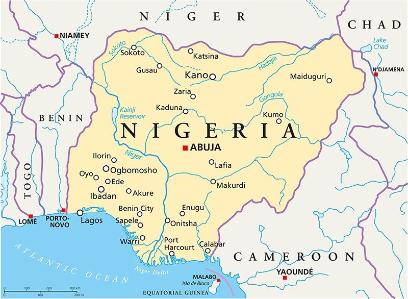 Mapa político de Nigeria. #shu#