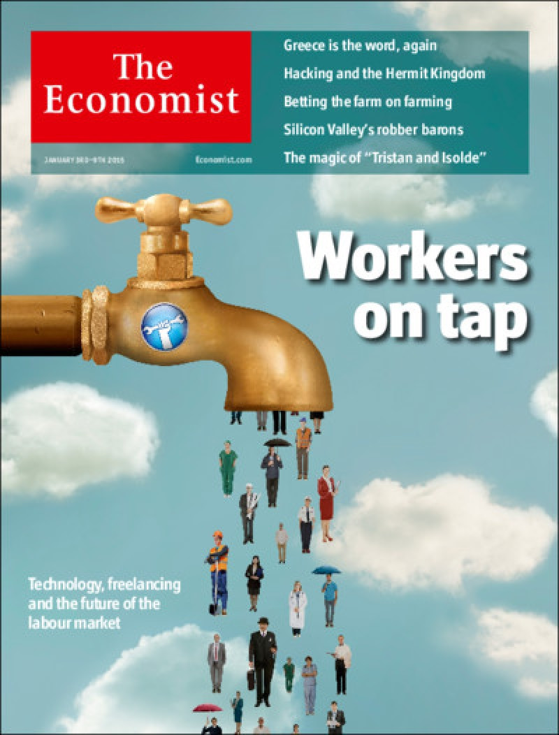 Portada de la revista The Economist dedicada al auge de la economía bajo demanda.