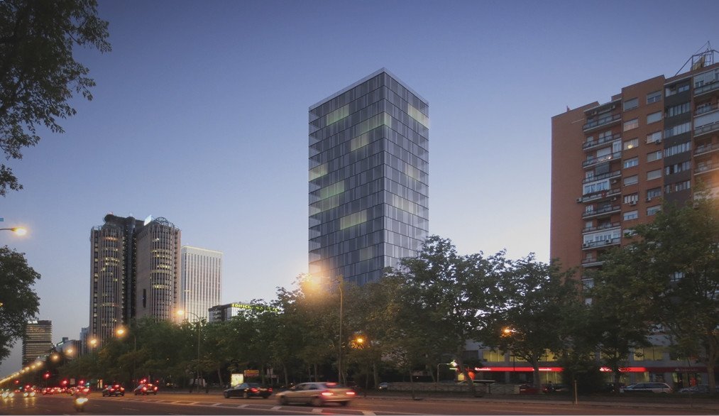 Otra perspectiva simulada del que sería un nuevo hotel en el Paseo de la Castellana.