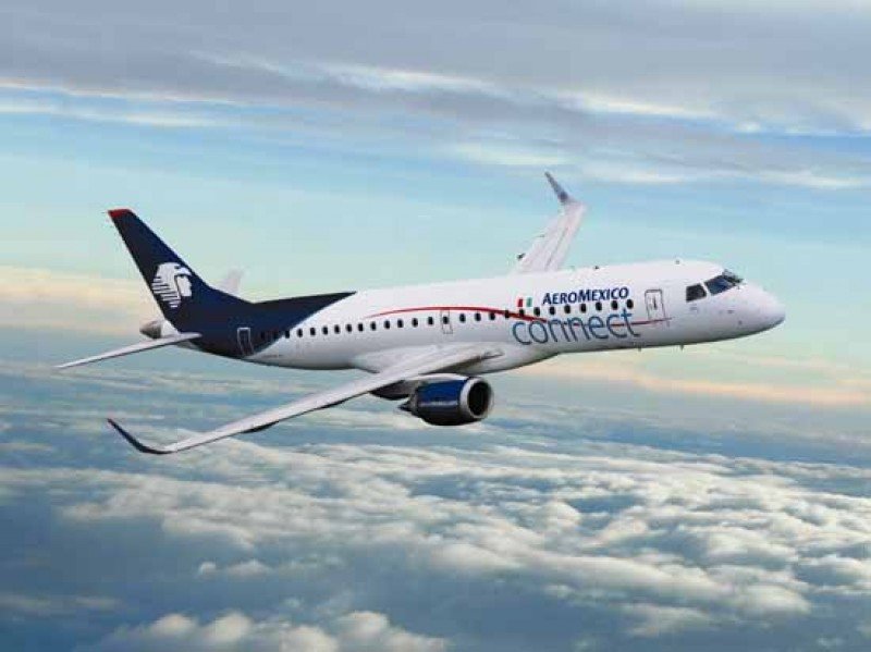 Los Embraer 190 de Aeroméxico tienen capacidad para 99 pasajeros.