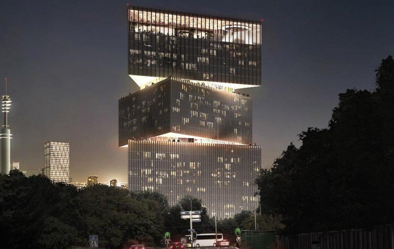 NH gestionará el mayor hotel del Benelux, el nhow Amsterdam RAI, con 650 habitaciones repartidas en 25 plantas. © OMA