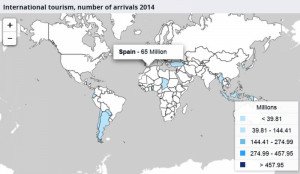 ¿Cuántos turistas recibe cada país? Véalo en este mapamundi interactivo
