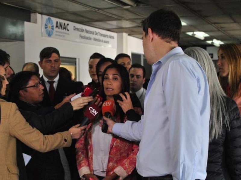 Paula Marconi tras una asamblea realizada en noviembre en Aeroparque.