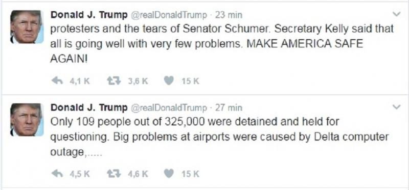 Trump atribuye las portestas en los aeropuertos a un 'apagón' de Delta