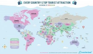 Los mejores sitios turísticos de todos los países del mundo en un mapa