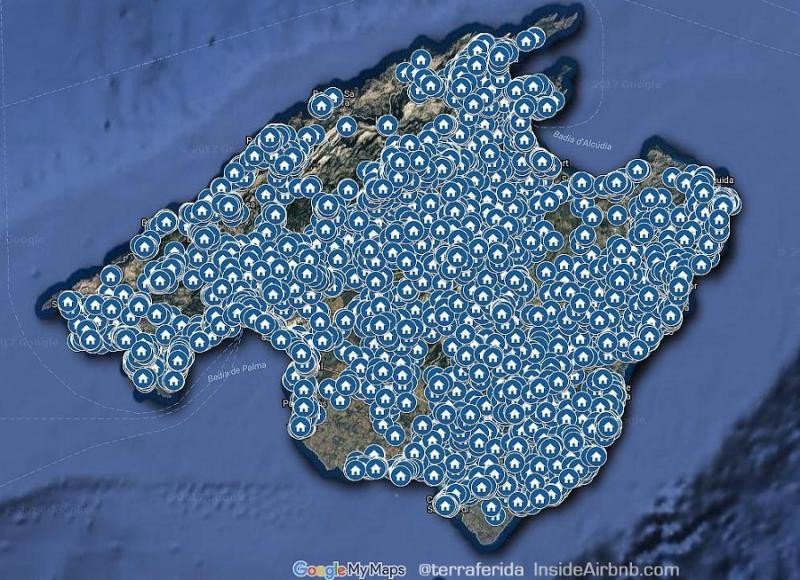 Este es el mapa del alquiler turístico en Mallorca