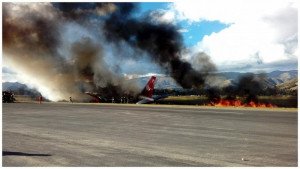 Aeropuerto peruano de Jauja cerrado tras incendio de un avión