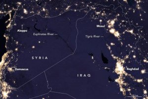 Siria desde el espacio por la noche, antes y después de la guerra