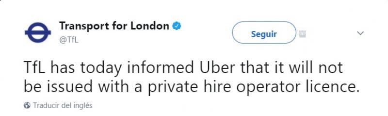 Uber pierde su licencia en Londres