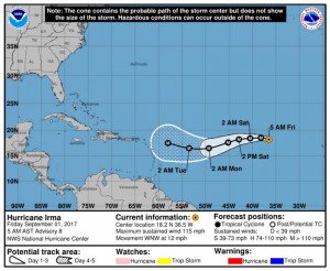 El huracán Irma avanza por el Atlántico hacia el Caribe oriental