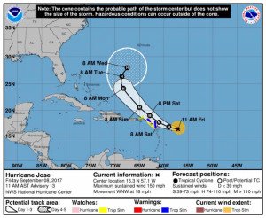El huracán Jose aumenta a categoría 4 y va hacia las Antillas