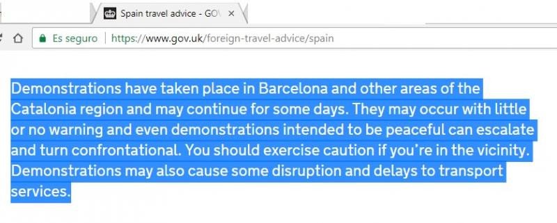 Pantalla de la web del Foreign Office.