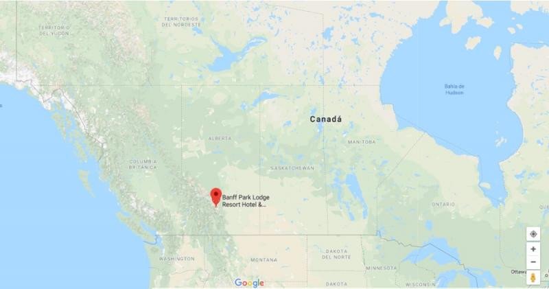 El suceso tuvo lugar en las Montañas Rocosas, en las cercanías del parque nacional Banff, en Canadá. Imagen: Google Maps.