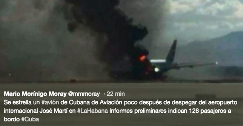 Cae avión de Cubana de Aviación al despegar de La Habana