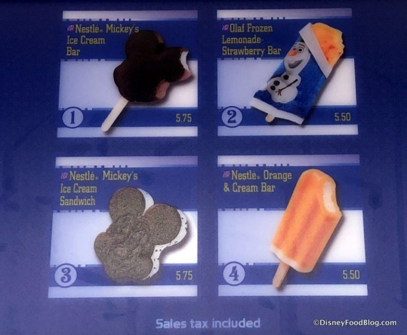 Precios de los helados hoy. Imagen: Disney Food Blog.
