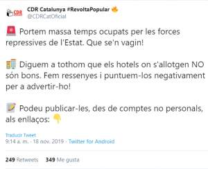 Los CDR llaman a boicotear hoteles con Policía Nacional hospedada
