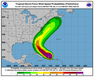 El huracán Isaías se dirige a las Bahamas y Florida