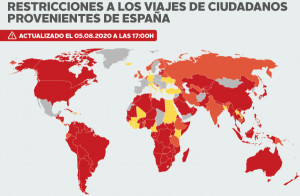Mapa: los 28 países que imponen cuarentena a viajeros de España