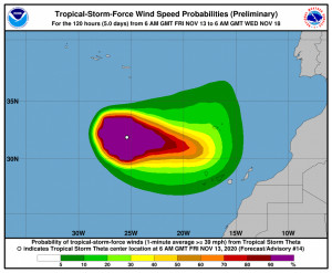 La tormenta tropical Theta se dirige a las Canarias