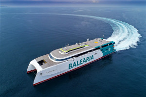 Un innovador ferry de alta velocidad a gas inicia pruebas de mar en España