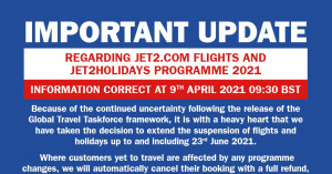 Jet2 extiende la suspensión de vuelos y vacaciones hasta el 23 de junio