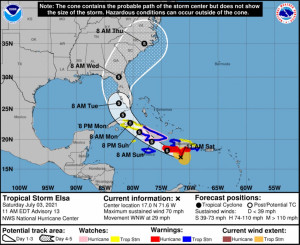 Elsa se debilita a tormenta tropical y pasa frente a República Dominicana