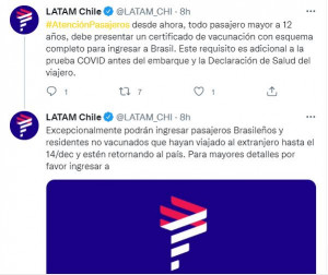Aerolíneas ya requieren vacunación y PCR para viajar a Brasil