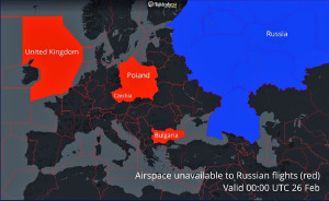 La represalia rusa: cierre de su espacio aéreo a 36 países