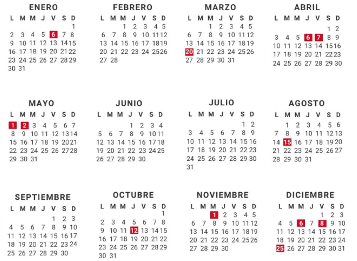 Calendario laboral 2025 12 días festivos, 9 comunes a toda España