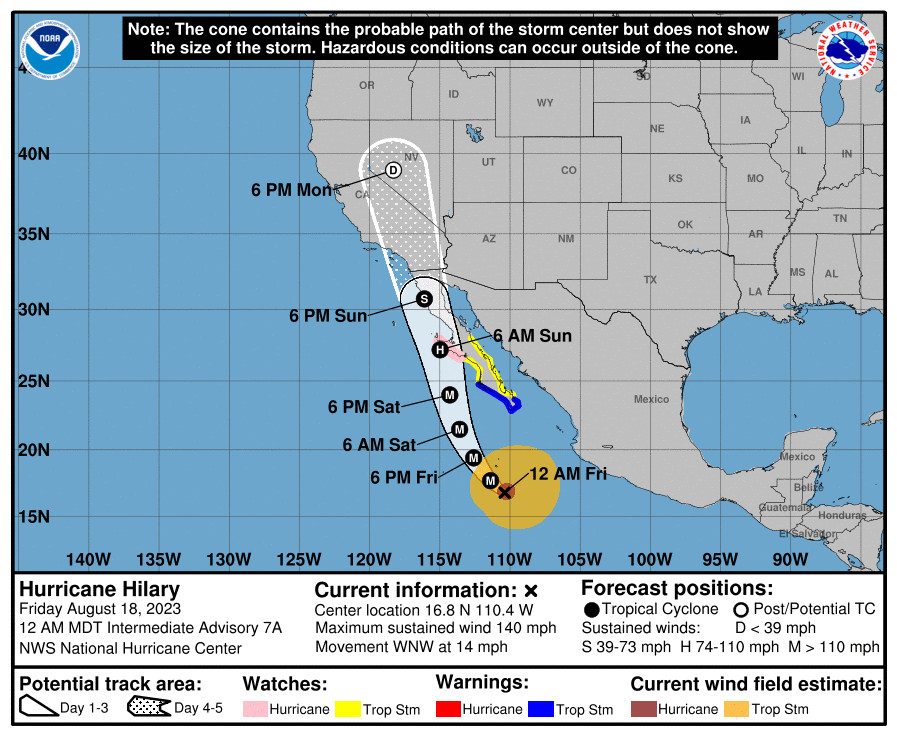 El huracán Hilary, de categoría 3, impactará en Baja California