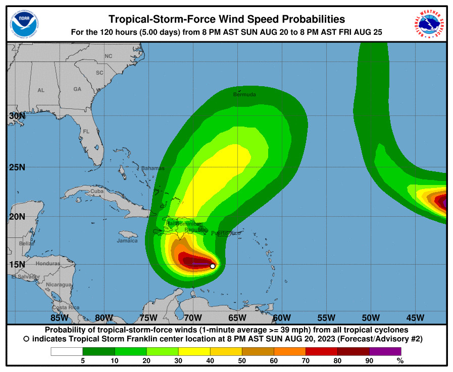 Tormenta tropical Franklin afectará República Dominicana