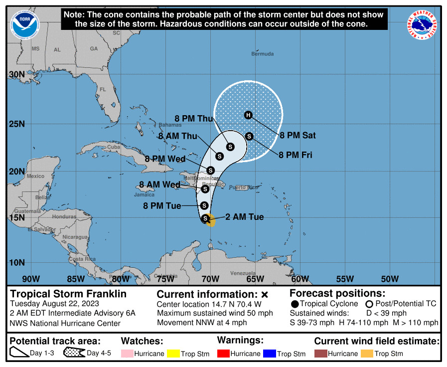La República Dominicana, en alerta ante la llegada de la tormenta Franklin