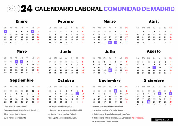 Calendario Laboral De Madrid 2024 Días Festivos Puentes Y Semana Santa 2939