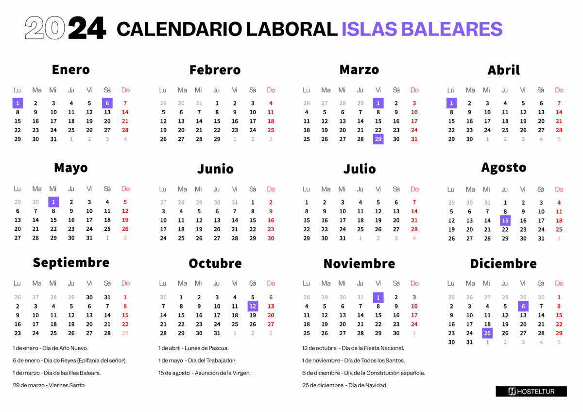 Calendario Laboral de Islas Baleares 2024, dos fiestas en marzo
