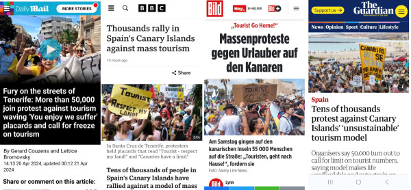 Qué dice la prensa internacional de las manifestaciones en Canarias