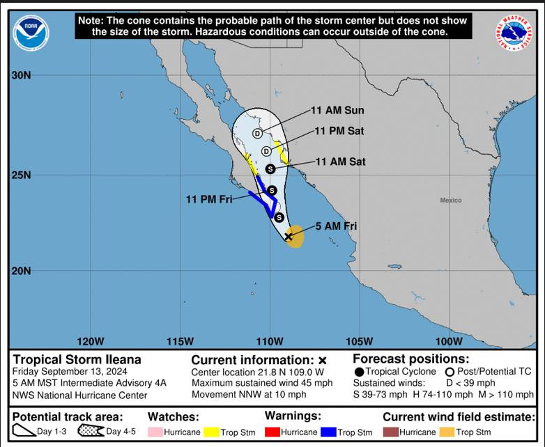 La tormenta tropical Ileana 